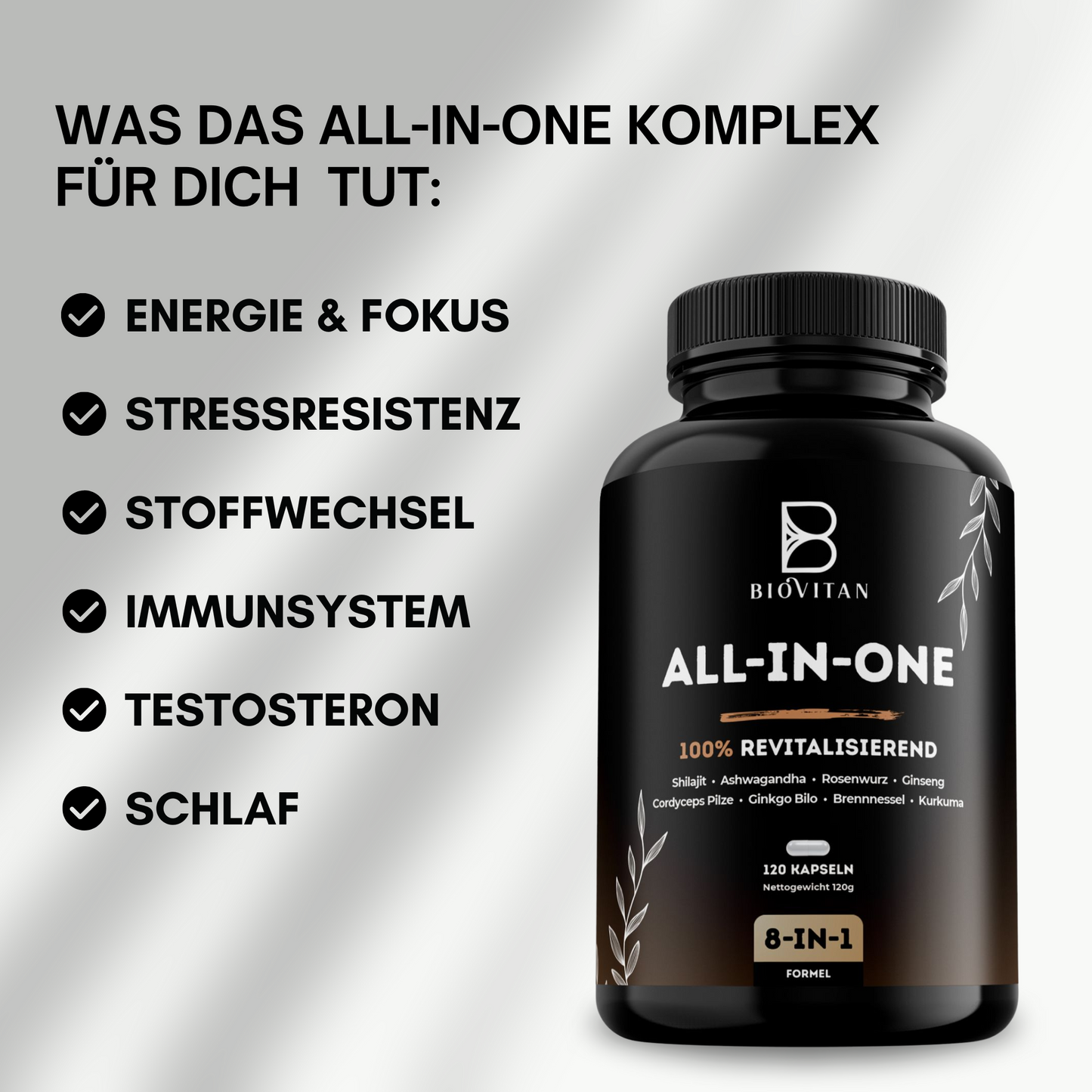 ALL IN ONE Kapseln mit Shilajit & Ashwagandha - 120 Stk.