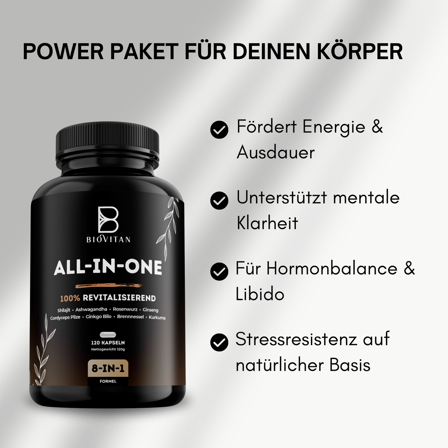 ALL IN ONE Kapseln mit Shilajit & Ashwagandha - 120 Stk.