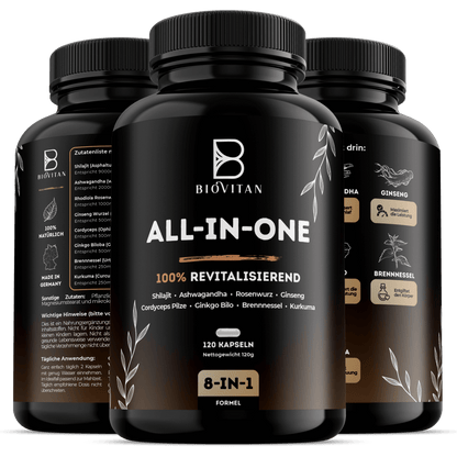 ALL IN ONE Kapseln mit Shilajit & Ashwagandha - 120 Stk.
